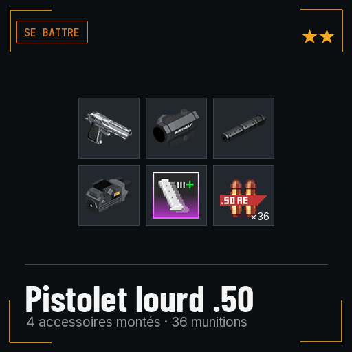 Pistolet lourd .50 équipé