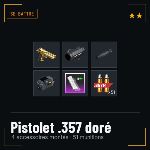 Pistolet .357 doré équipé