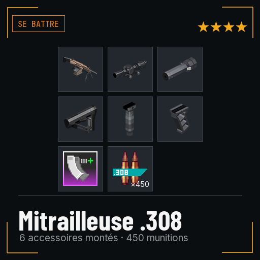 Mitrailleuse .308 équipée