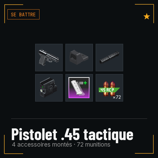 Pistolet .45 tactique équipé