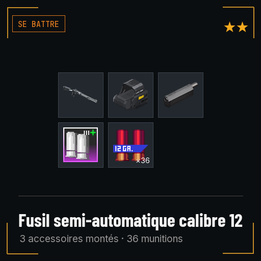 Fusil semi-automatique calibre 12 équipé