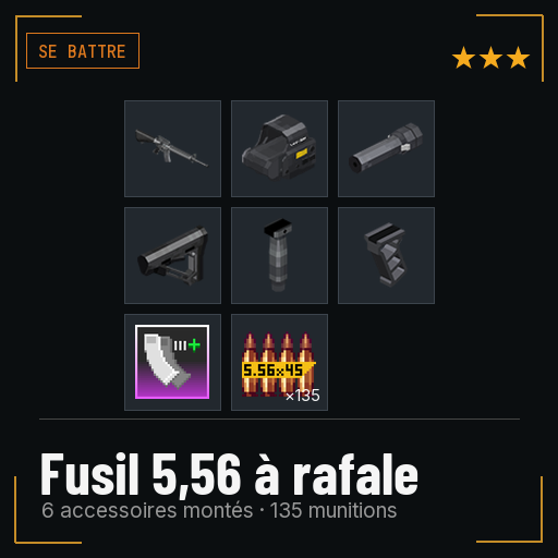 Fusil 5,56 à rafale équipé