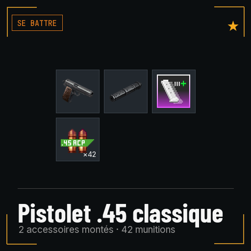 Pistolet .45 classique équipé