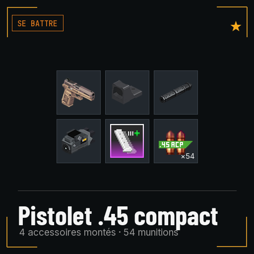 Pistolet .45 compact équipé