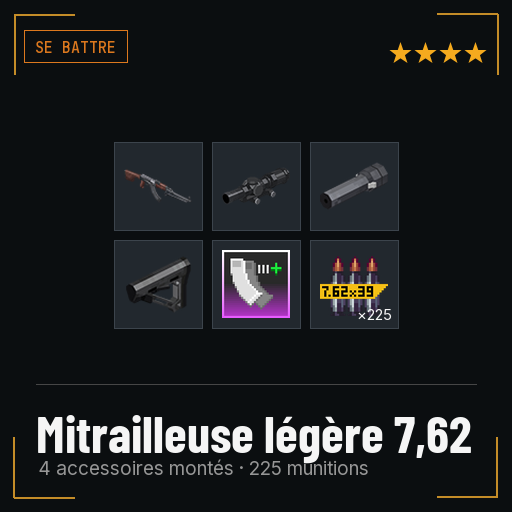 Mitrailleuse légère 7,62 équipée