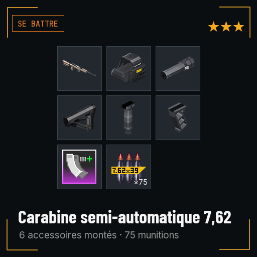 Carabine semi-automatique 7,62 équipée