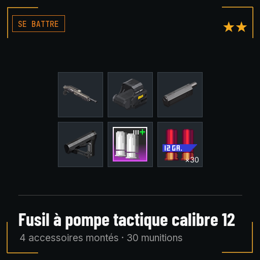 Fusil à pompe tactique calibre 12 équipé