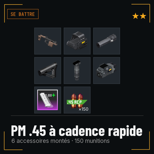 PM .45 à cadence rapide équipé