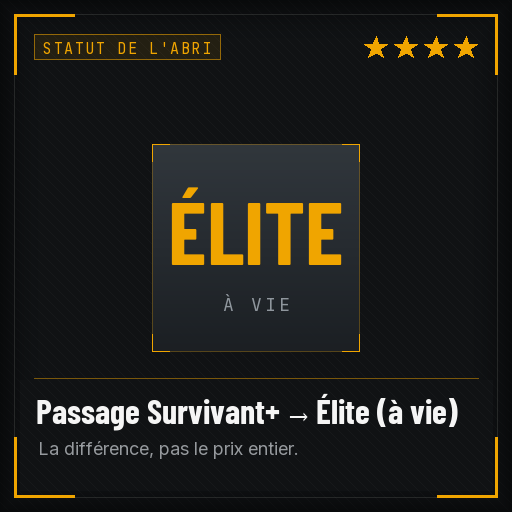 Passage Survivant+ → Élite (à vie)